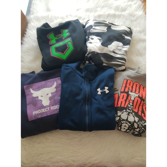 5 Piece Boys Under Armour Hoodie Bundle Lot Size YLG Youth Large EUC GUC Grey - Picture 1 of 8